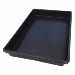 CHAROLA PLASTICA NEGRA CON ORIFICIOS